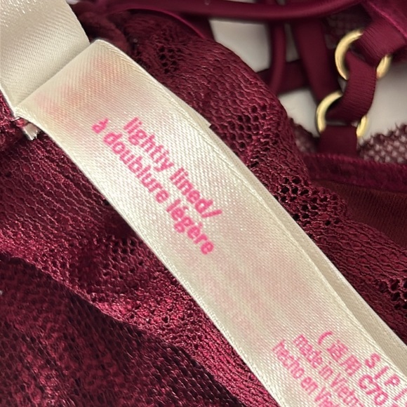 PINK by Victoria’s Secret Burgundy Corset Lace up Front Lightly Lined Bralette - Picture 12 of 14